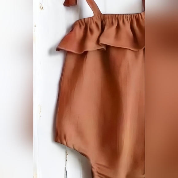 Bundle Baby Girls Romper in Rust Color and Romper Color in Mustard - Picture 8 of 10